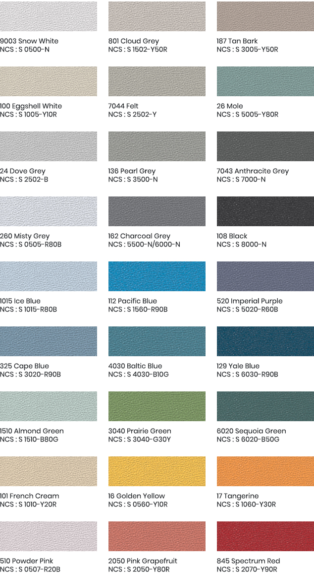 Kleurenschema acrovyn leuningen 