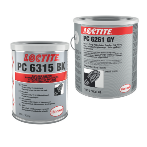 Voor zwaar voetgangers- en voertuigverkeer De antislip coating Loctite is beschikbaar in twee varianten, de één is speciaal ontwikkeld voor zwaar loopverkeer en licht voertuig verkeer (Loctite 6261) de ander voor zwaar verkeer van voertuigen (Loctite 6315) . Kenmerken&nbsp;Loctite 6261 Zwaar verkeer van voetgangers - Licht verkeer van voertuigen Kleur: grijs Dekking per pot : 4,65 m2 Voor looppaden en laad- en loszones Ideaal voor oprijhellingen, looppaden kleedkamers, trappen en industriële zones. Één component brandvertragend wanneer uitgehard. Kenmerken Loctite 6315&nbsp; Zwaar verkeer van voertuigen Kleur: zwart Dekking per pot: 3,25 m2 Extreem hoge weerstand, zonder oplosmiddelen, Oplosmiddelvrije Epoxy met geringe geur en een agressief oppervlakprofiel Duurzame coating in veeleisende omgevingen zoals mijnbouw, marine, elektriciteits- of olie- en gasindustrieën Ook toepasbaar als coating voor voertuigen, bijvoorbeeld op aanhangwagens en op laadkleppen van kleine vrachtwagens. Voordelen Gaan langer mee en presteren beter dan typische tapes of verfsystemen met zand De sterkste en meest resistente van alle beschikbare anti-slipproducten Bestand tegen agressieve chemicaliën zoals benzine, vliegtuigbrandstof en hydraulische vloeistof Voorkomen grote kostbare en andere gevolgen van glij-, struikel- en valpartijen in voetgangerszones Een product sterk genoeg voor zwaar verkeer van vorkheftrucks en andere voertuigen, en een product aangenaam genoeg voor voetgangers op blote voeten Verhoogd de veiligheid van looppaden, oprijhellingen en ingangen Verontreinigingen worden opgevangen in de ‘dalen’ en de tractie wordt behouden op de ‘pieken’ Geschikt voor binnen- en buitentoepassingen